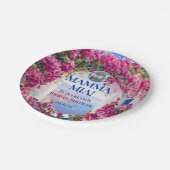 Assiettes En Carton Watercolor Pink Flowers Blue Tiles Disco Ball (Angle)