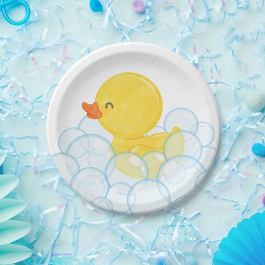 Assiettes En Carton Watercolor Rubber Duck Party