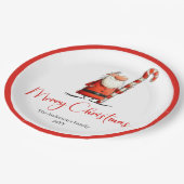 Assiettes En Carton Watercolor Santa Funny Joyful Holiday Tableware (Angle)