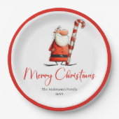 Assiettes En Carton Watercolor Santa Funny Joyful Holiday Tableware (Devant)