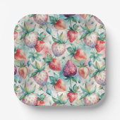 Assiettes En Carton Watercolor Strawberry (Recto)