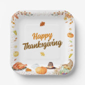 Assiettes En Carton Watercolor Thanksgiving (Recto)