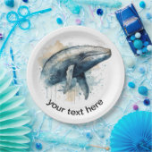 Assiettes En Carton Watercolor Whale Wonder, personnalisé (Fête)