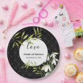 Assiettes En Carton Watercolor White Snowdrops et Laurel Damask (Fête)