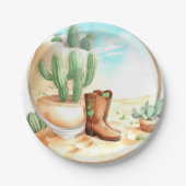 Assiettes En Carton Watercolor Wild West Boy Baby shower (Devant)