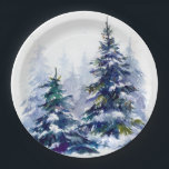Assiettes En Carton Watercolor winter forest Christmas tree<br><div class="desc">Watercolor winter forest Christmas tree est une illustration painting illustration</div>