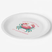 Assiettes En Carton Watercolors Crab Illustration Custom Text (Angle)