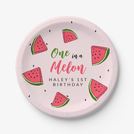 Assiettes En Carton Watermelon Cute One in a Melon 1st Baby Birthday P (Devant)