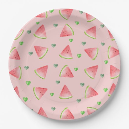 Assiettes En Carton Watermelon Love Motif (Devant)