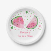 Assiettes En Carton Watermelon One Dans Un Melon Anniversaire (Devant)