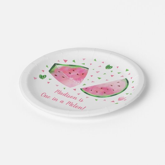 Assiettes En Carton Watermelon One Dans Un Melon Anniversaire (Angle)