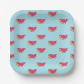 Assiettes En Carton Watermelon Slices on Teal Pattern (Recto)