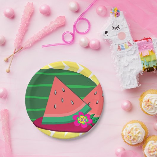 Assiettes En Carton Watermelon Sur Plaques En Papier (Fête)