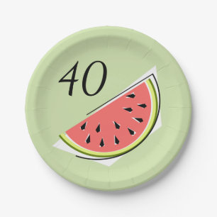 Assiettes En Carton Watermelon tranche verte 40 Plaques de papier viei