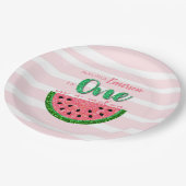 Assiettes En Carton Watermelon, un dans une plaque papier d'invitation (Angle)