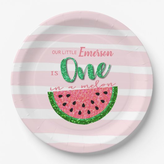 Assiettes En Carton Watermelon, un dans une plaque papier d'invitation (Devant)