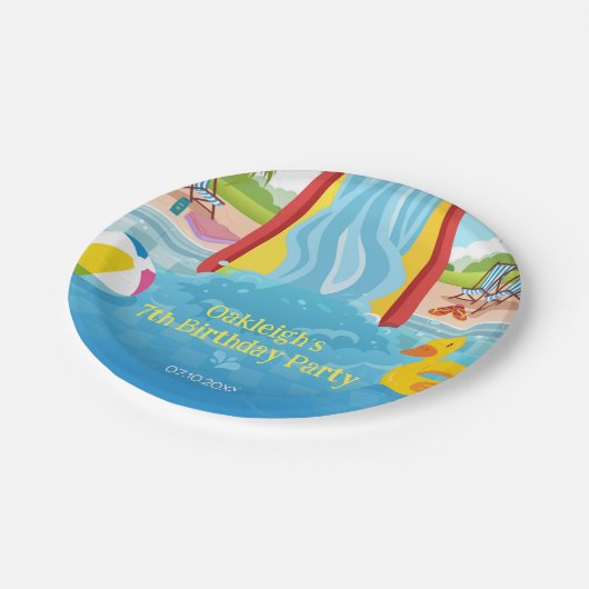 Assiettes En Carton Waterpark Slide fête d'anniversaire pour enfants (Angle)
