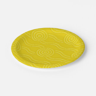 Assiettes En Carton Wattle Australian Dreamtime River Motif