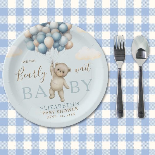 Assiettes En Carton We Can Bearly Wait Baby, Bear Baby Shower Boy