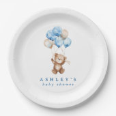 Assiettes En Carton We Can Bearly Wait Blue Boy Bear Baby Shower (Devant)