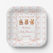 Assiettes En Carton We Can Bearly Wait Pink Lace Ribbon Baby Shower (Recto)