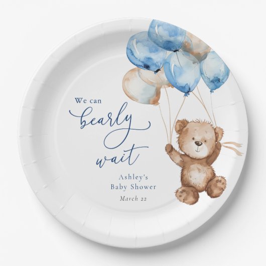 Assiettes En Carton We Can Bearly Wait Teddy Bear Baby Shower (Devant)
