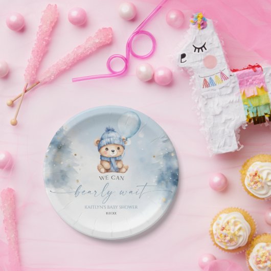 Assiettes En Carton We Can Bearly Wait Winter Teddy Bear Baby Shower (Fête)