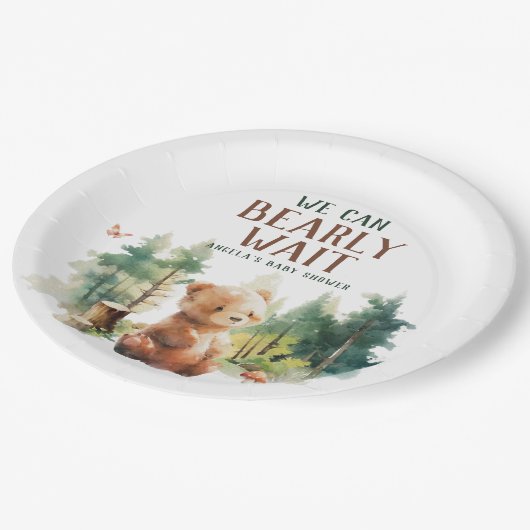 Assiettes En Carton We Can Bearly Wait Woodland Baby Shower Plates (Angle)