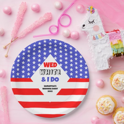 Assiettes En Carton Wed, White & I Do Patriotic Mariage Event (Fête)