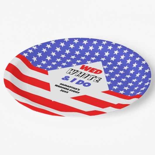 Assiettes En Carton Wed, White & I Do Patriotic Mariage Event (Angle)