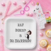 Assiettes En Carton Wedding Bride and Groom Humor (Fête)