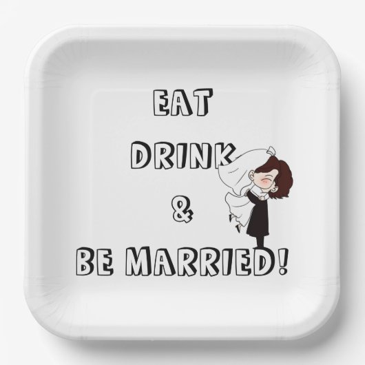 Assiettes En Carton Wedding Bride and Groom Humor (Recto)