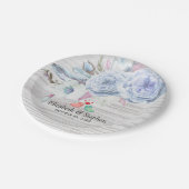 Assiettes En Carton Wedding shower Boho Fleurs et plumes Bois rustique (Angle)