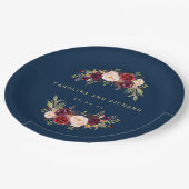 Assiettes En Carton Wedding shower rustique floral de bleu marine de (Angle)