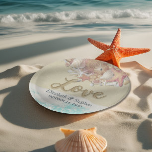 Assiettes En Carton Wedding shower Summer Sea Beach Starfish Sea shell