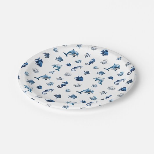 Assiettes En Carton Wedgewood Blue Ocean Créatures ! (Angle)
