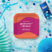 Assiettes En Carton Week-end de Bachelorette Rétro Rose & Orange Sunse (Fête)