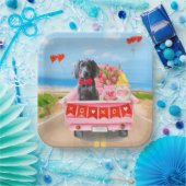 Assiettes En Carton Weimaraner Chien Valentine's Day Coeurs de camion (Fête)