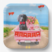 Assiettes En Carton Weimaraner Chien Valentine's Day Coeurs de camion (Recto)