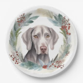 Assiettes En Carton Weimaraner Christmas Wreath Festive Pup (Devant)
