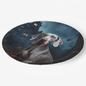Assiettes En Carton Weimaraner Halloween effroi (Angle)
