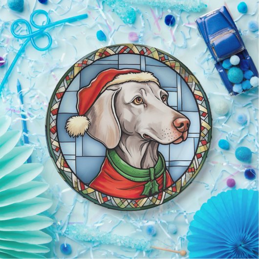 Assiettes En Carton Weimaraner Vitrail Noël (Fête)