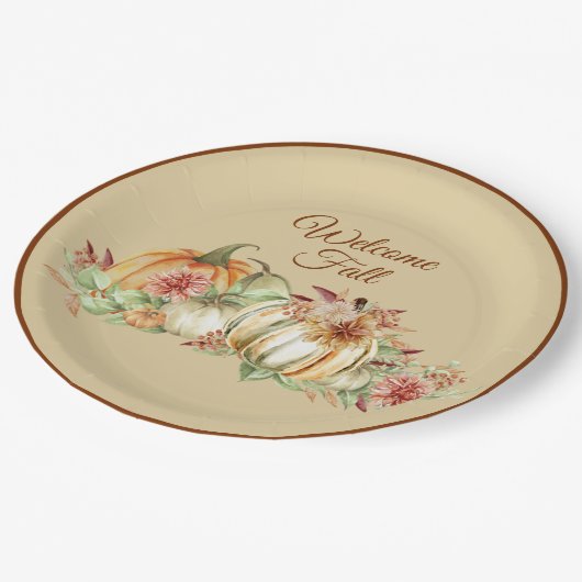 Assiettes En Carton Welcome Fall Jolie (Angle)