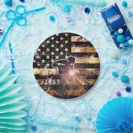 Assiettes En Carton Welding Flag Sparks and Flames (Fête)