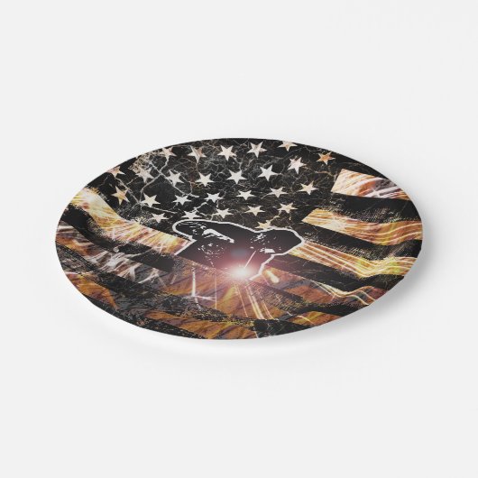 Assiettes En Carton Welding Flag Sparks and Flames (Angle)