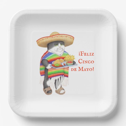 Assiettes En Carton WENDELITO Cinco de Mayo Plaque papier Carré de 9" (Recto)