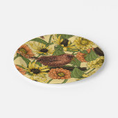 Assiettes En Carton Wens et fleurs sur jaune pâle (Angle)