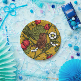 Assiettes En Carton Wens et fraises sur mustrard