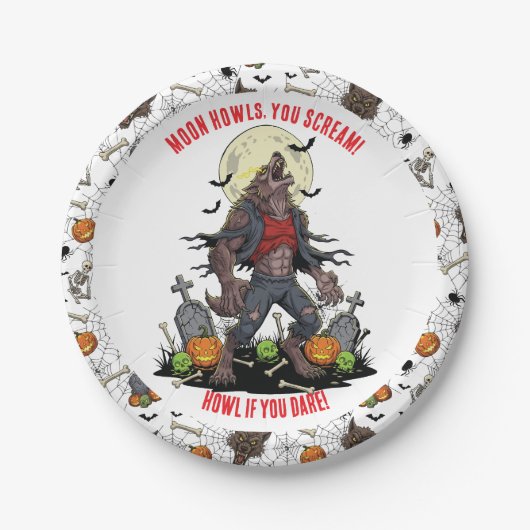 Assiettes En Carton 🐺 Werewolf Halloween Plaques en papier 🎃 💀 (Devant)