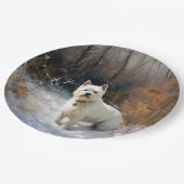 Assiettes En Carton West Highland White Terrier Laissons neiger Noël (Angle)